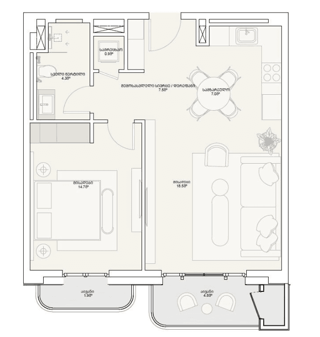 مخطط طابق 2-room